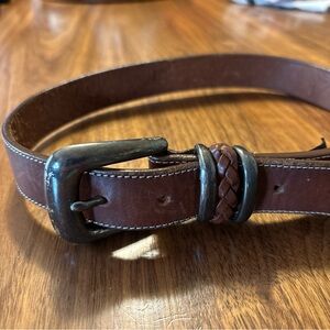 Vintage Brighton 1991 Full Grain Leather Belt Sm western Preppy Brown S45106